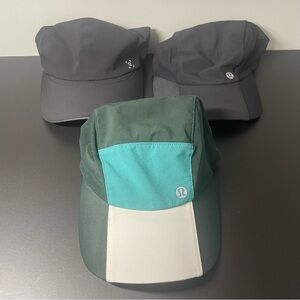 Lot of 3 Lululemon Tech Nylon 5Panel 6Panel Waterproof Hat Cap Adjustable Run